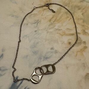 Silver Chain Necklace with Tab Accents